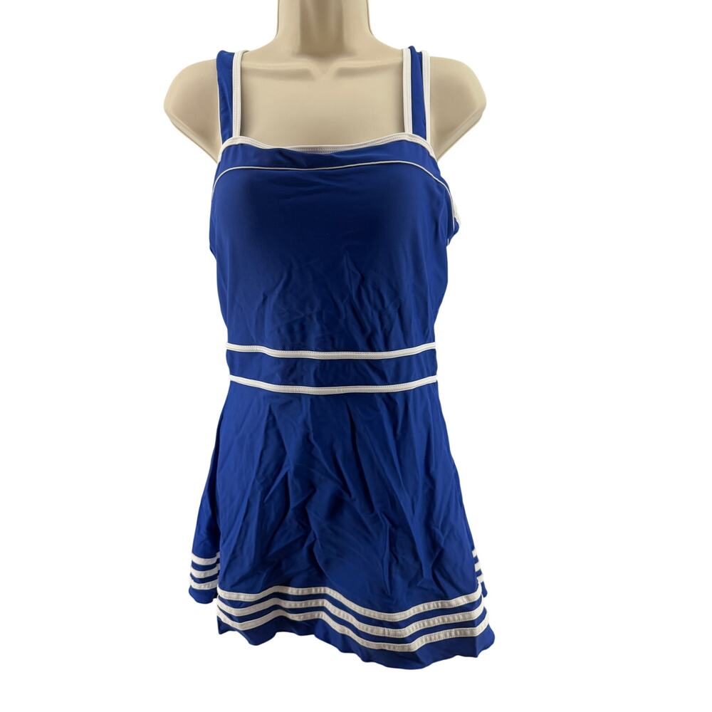 Shore Shapes Swimwear Blue White Retro Swim Dress Womens 12